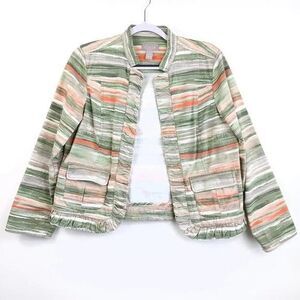 Chico's Striped Lightweight Blazer - Green & Orange
